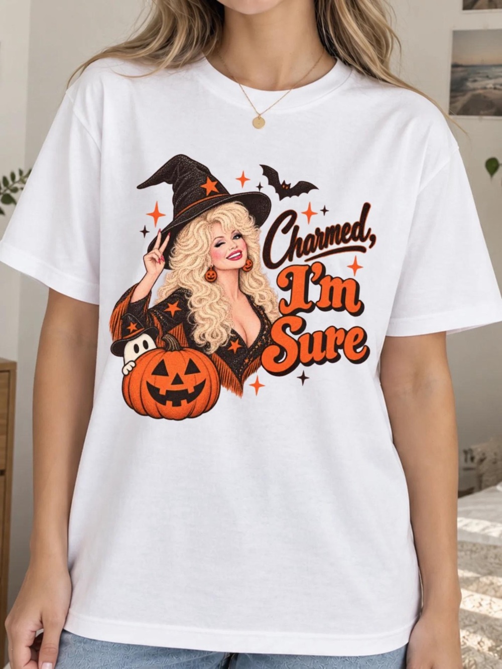 Dolly Parton Shirt with Pumpkin Ghost Graphic, Country Music Halloween Tee